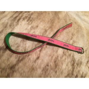 WOMEN'S Belt YRI SEA ISLAND Pink Green Canvas Silk Small 37.5” Long D Ring